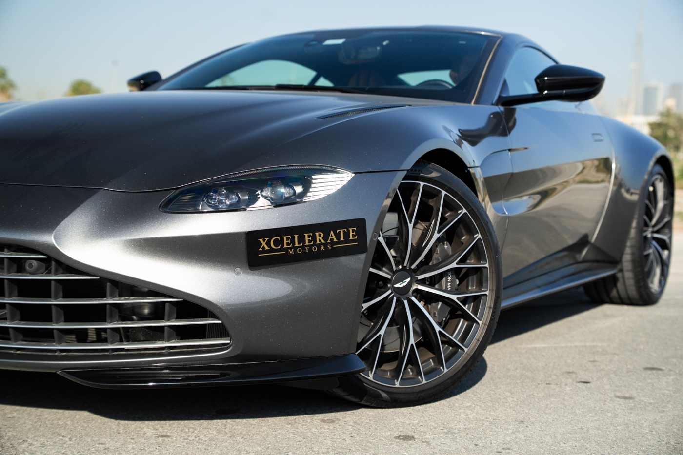 Aston Martin Vantage front detail with Xcelerate Motors branding